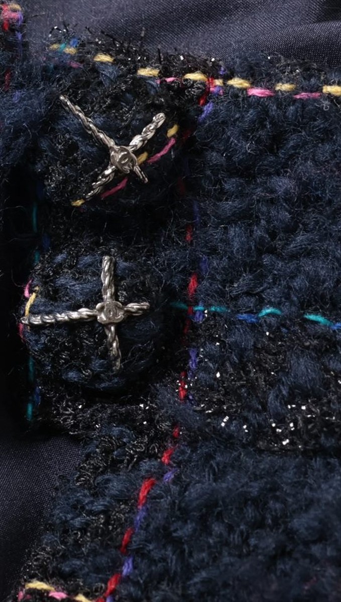 CHANEL 07A Dark Navy Multicolor Tweed Jacket Skirt Suit Karl Lagerfeld 34 US2 thumbnail 8