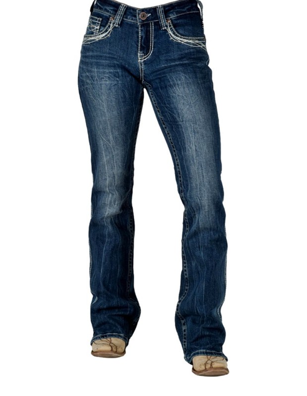 Cowgirl Tuff Western Jean Women Barbed Wire 35 X-Long Dark Wash JBTARE CLEARANCE