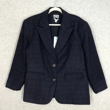Future Collective Tweed Blazer Large Navy Academia Preppy Oversized Old Money
