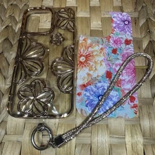 Cell Phone Case Cover For iPhone 15 Pro Max Rose Gold Color Floral