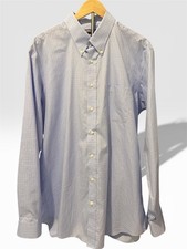 Kirkland Signature Men's 17 Traditional Fit Dress Shirt Light Blue Check Non-Ir  