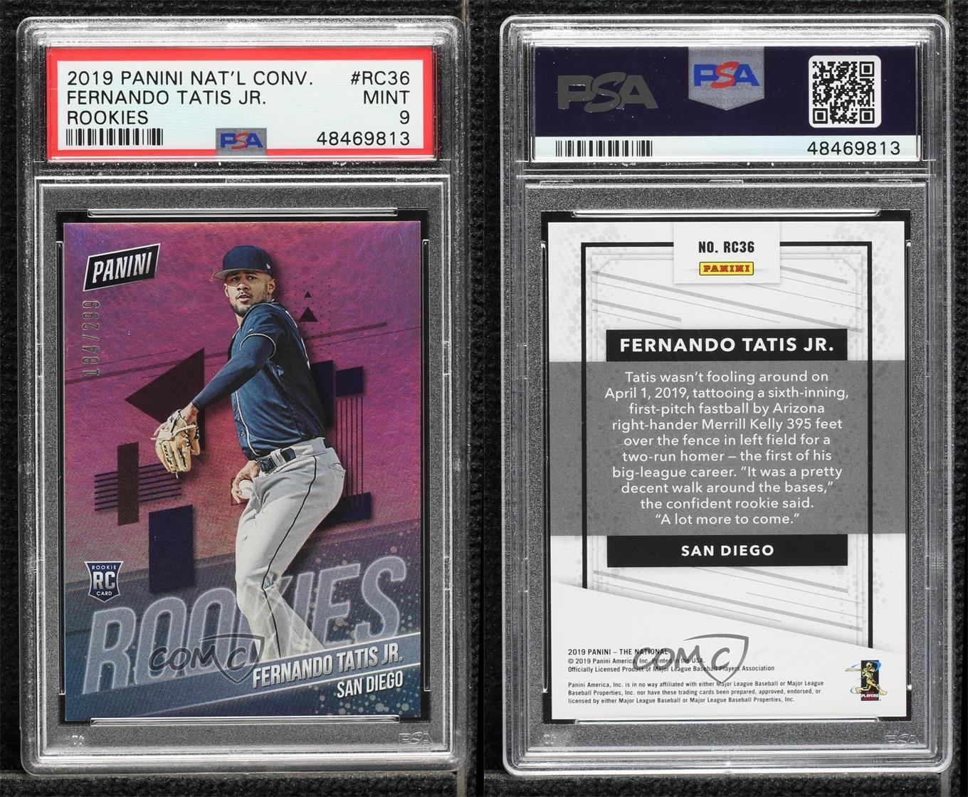 2019 Panini National Convention Rookies 184/299 Fernando Tatis Jr PSA 9 MINT RC view 3