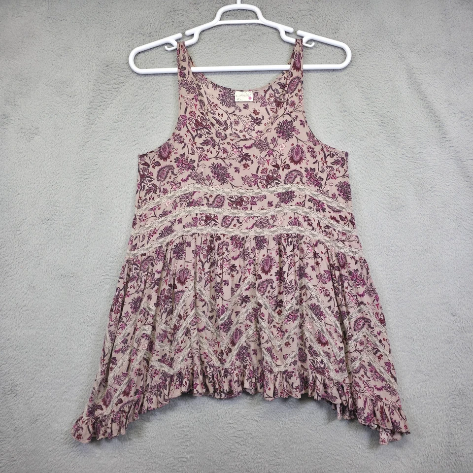 Top Free People Intimately Mujer M Púrpura BohoFloral Encaje Gran Tamaño Asimétrico Foto 2 de 4