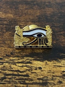 Authentic Vintage 1976 MMA Eye of Horus Tie Tack Lapel Pin Egyptian Revival Gold Plated 1"