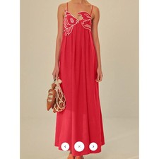 Commense Embroidered Fish Semi-Sheer Cami Dress sz M