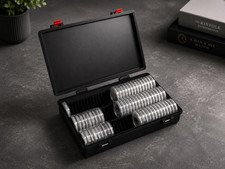 Aufbewahrungsbox f&uuml;r 90 x 1 oz M&uuml;nzen | M&uuml;nzbox f&uuml;r M&uuml;nzkapseln | Silber- & Gold