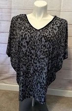 Be Stage Brand Womens Size Large Print Lace Trimmed Blouse