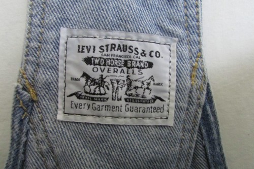 Levis Womens Two Horse Brand Blue Light Wash Denim Overall Shorts sz L - Picture 5 of 12