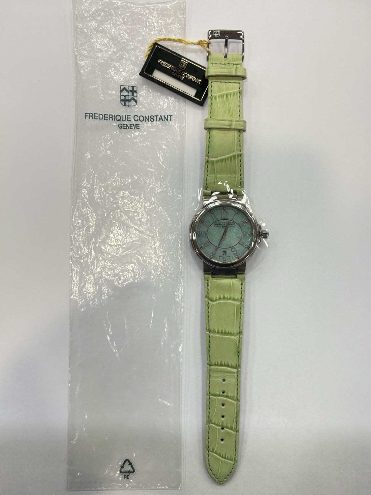 NEW Frederique Constant Highlife FC220 Turquoise Mother of Pearl Diamond Dial