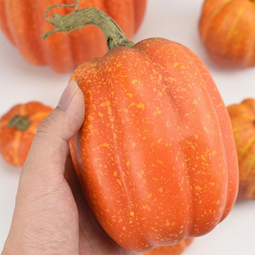 7 Piezas Calabazas Artificiales Cosecha Decoración Surtido Tamaño Naranja$ - Imagen 11 de 12