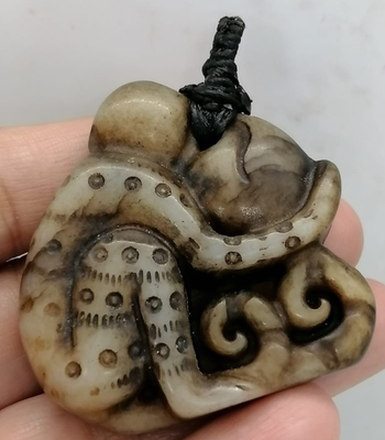 Tibetan old carved jade stone monkey good luck amulet | eBay
