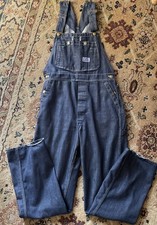 Vtg Big Smith Sanforized Mens Denim Overalls 31X32 Dark Wash USA Union Distress