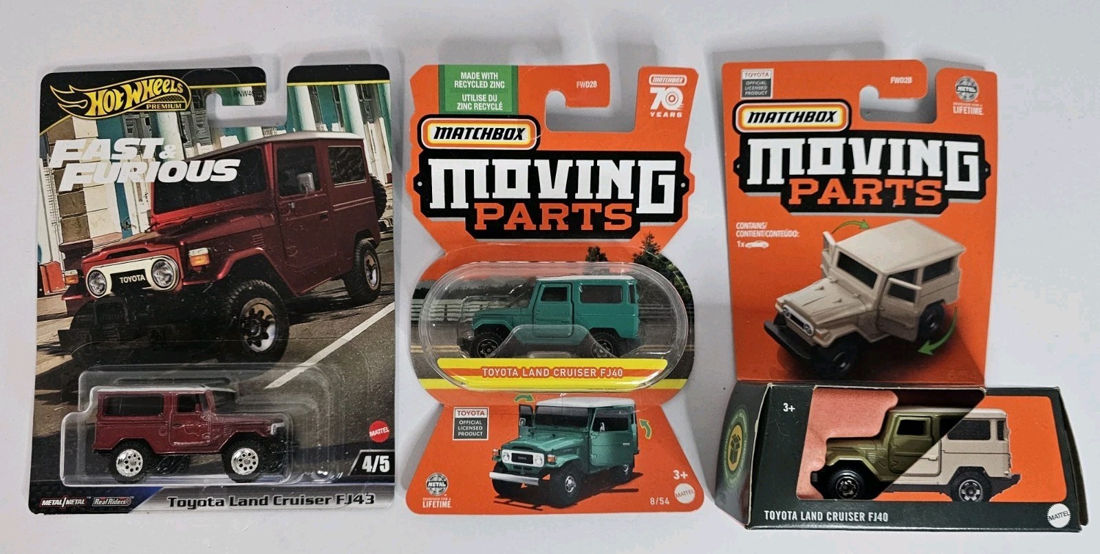 toyota land cruiser Lot Of 3 Diecast Matchbox  + Hot Wheels Premium