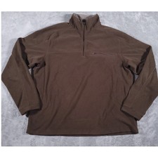 L.L. Bean Fleece Pullover Mens Large Brown Quarter Zip Mock Neck OHJY2