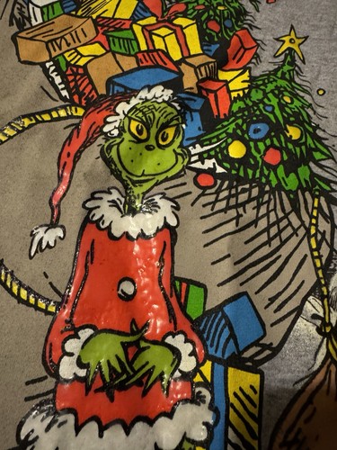Vtg Y2K 2001 Dr. Seuss How the Grinch Stole Christmas All Over Print T-shirt XL - Picture 2 of 10