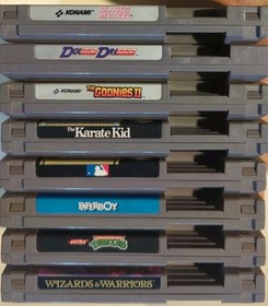 LOTTO 8 giochi NES - Goonies II, Karate Kid, Paperboy, TMNT, Wizards Warriors VG f/s