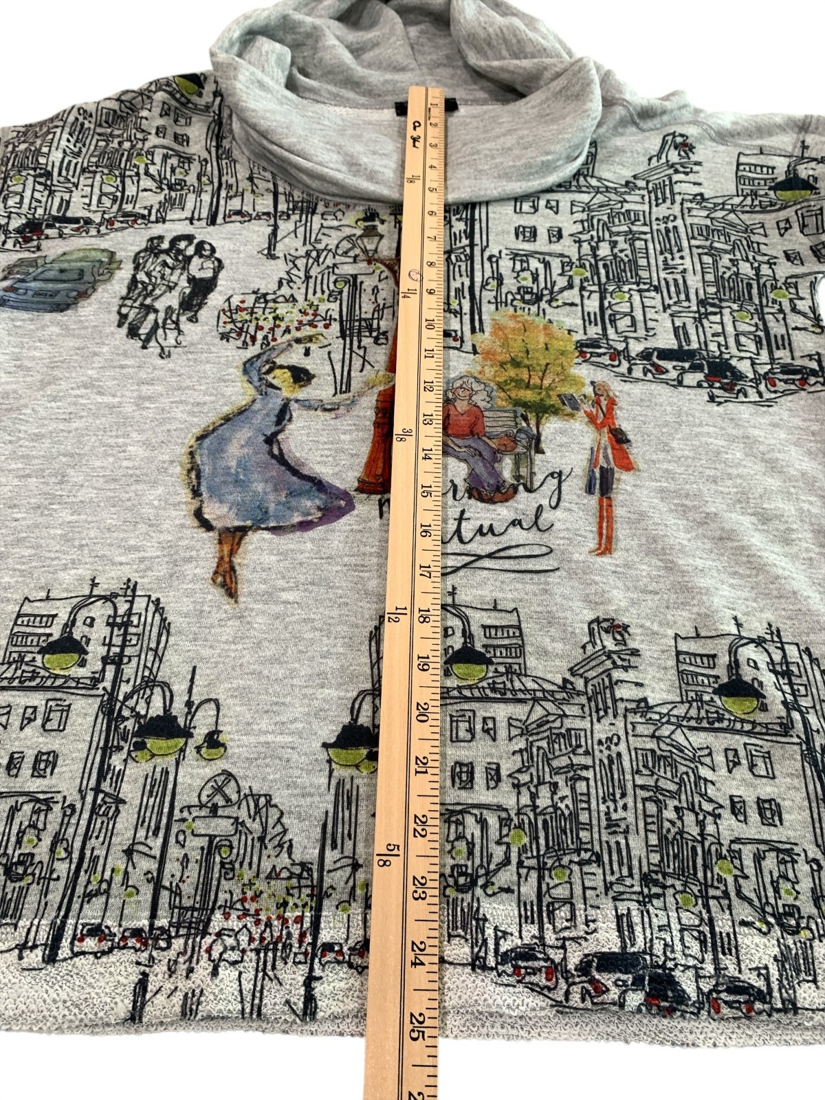 Inoah Whisker's Town 3/4 Sleeve Crew Neck  Top Size L