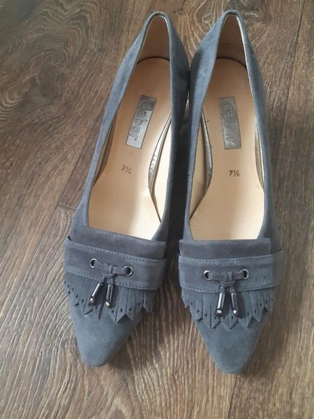 Women Gabor Heels Grey Suede 39 #7TP9