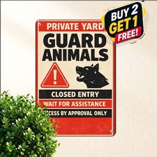 Beware Of Dogs Trespassing Property Guard Warning Security Metal Tin Sign 8x12