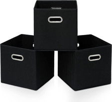 Fabric Storage Cube Bins 11x11x11 In with Handles, Foldable, Set of 3