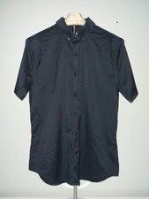 Express Performance Mens Slim Short Sleeve Stretch Dress Shirt Black S 14-14.5