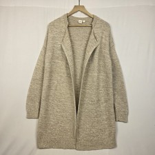 GAP Open Front Long Cardigan Sweater Womens Small Beige Cotton