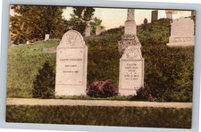 Plymouth VT, Cemetery, Calvin Coolidge & Son Tombstones VintageVermont Postcard