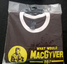 What Would Mac Gyver Do T-Shirt brown With Yellow Print (Medium)