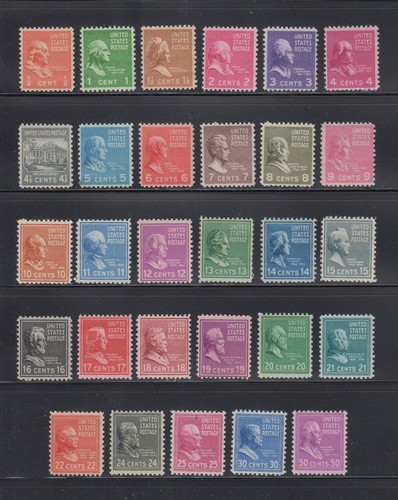 US, 803-831, MINT NH, 1938 PRESIDENTIAL SERIES