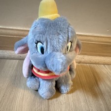 Disney Dumbo Bean Bag Plush Stuffed Animal Gray Yellow Hat Red Collar 1990