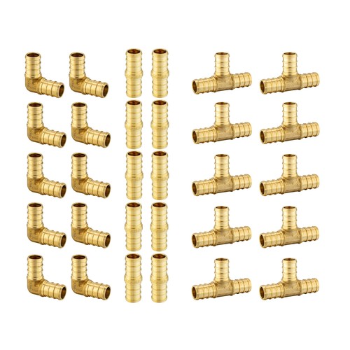 30 Pack Half Inch Pex Brass Crimp Barb Fittings Combo Tee Elbow Coupling