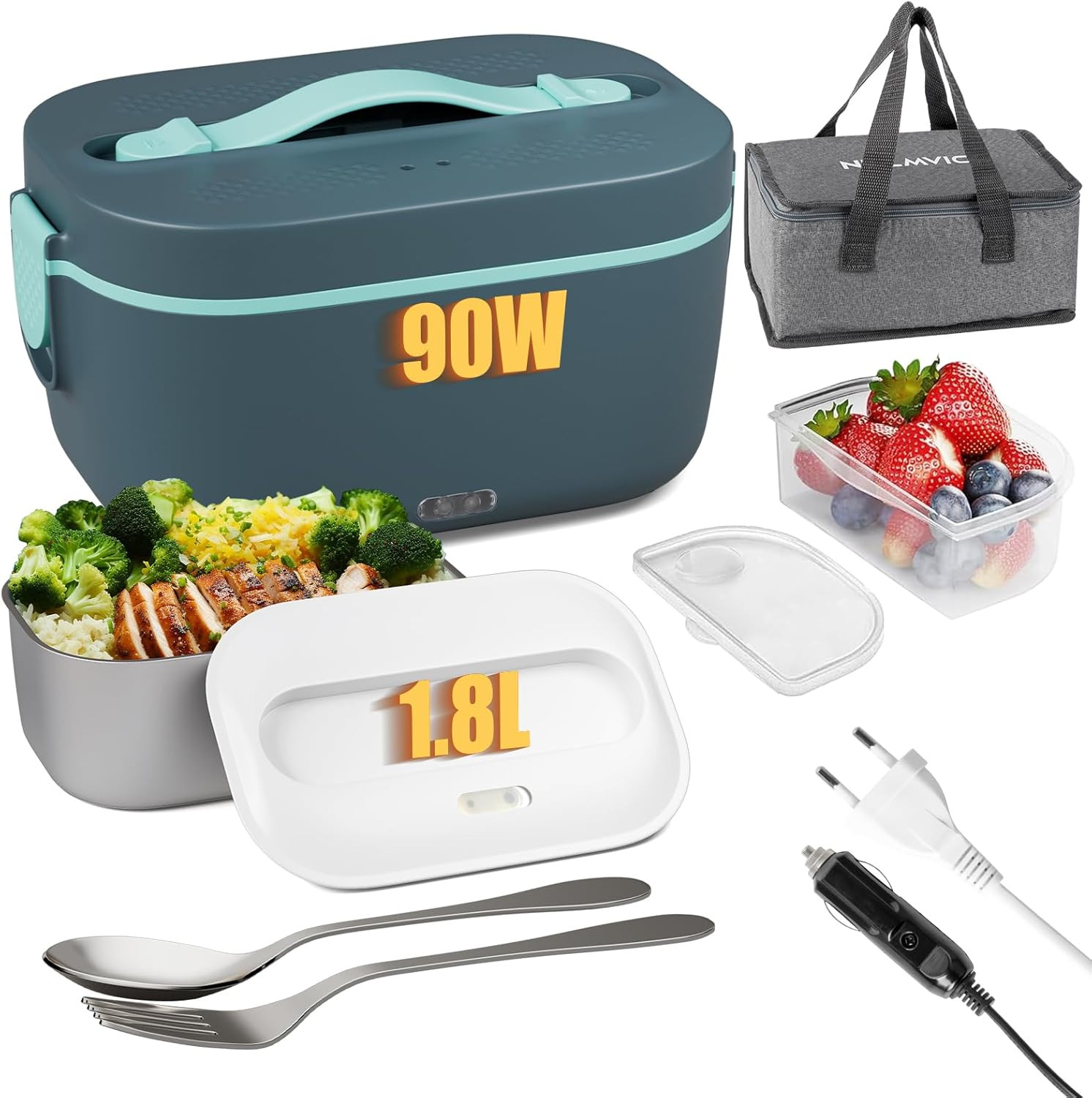 Scaldavivande Camion e Auto 90W - Porta Pranzo Riscaldabile 1.8L