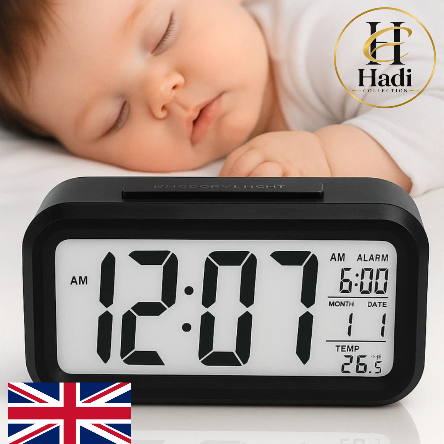 Digital Alarm Clock LED Display Temperature Snooze Backlit Bedroom Home Office
