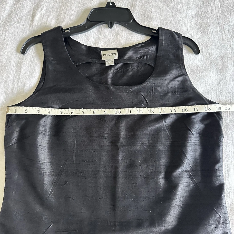 Chicos 1 женщин шелк стороны молнии текстурированный черный бак Sz M минималист капсулы офиса - Изображение 4 из 4