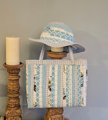 Shoulder bag and sun hat set, market bag, sun hat, 100% cotton