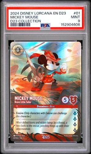 DISNEY LORCANA EN D23-D23 EXPO PROMO MICKEY MOUSE - BRAVE LITTLE TAILOR PSA 9