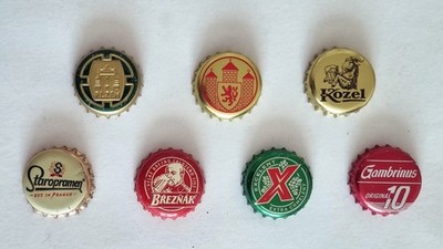 7 Kronkorken Tschechien Kozel Budweiser Gambrinus Staropramen Breznak Plzen Pivo
