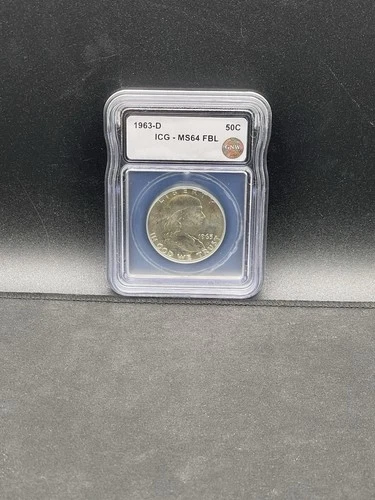 1963-D Franklin Half Dollar MS64 FBL ICG-GNW Slab Rare