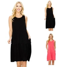 Yelete Womens Bohemian Bella Sleeveless Layered Dress