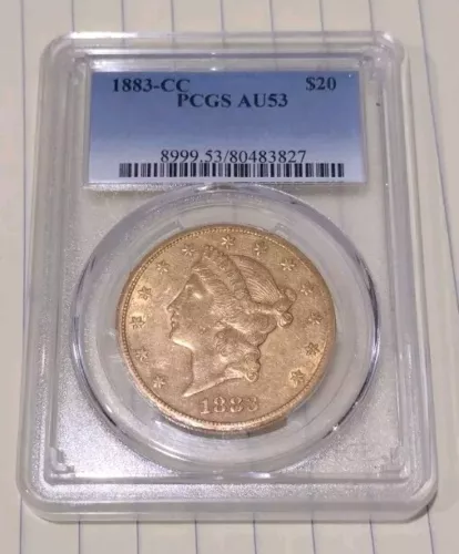1883-CC $20 Gold Liberty Double Eagle Au-53 Scarce Nice Coin 