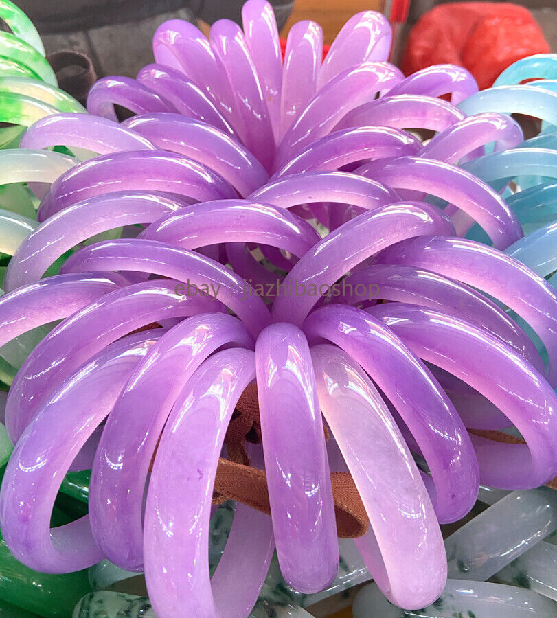 Beautiful Purple Jade Jadeite Gemstone Bangle Bracelet 56-66mm Jewelry