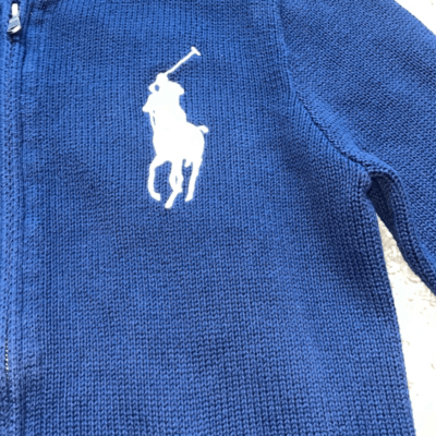 Ralph Lauren Polo BIG PONY Full Zip Sweater Jacket NAVY/WHITE Boys