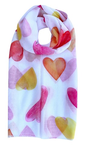 Pretty Love Heart Print Scarf Light Weight Fashion Premium Soft Hijab Shawl Wrap - Picture 2 of 5