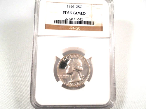 1956 Washington Silver Quarter NGC PF66 Cameo, Blast White, Mirrored