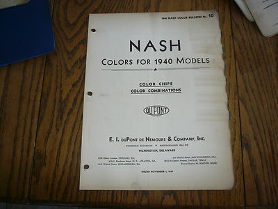 1940 Nash DuPont Dulux Color Chip Paint Sample - Vintage