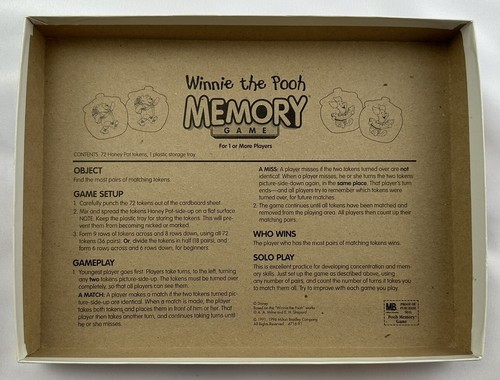 1999 Winnie the Pooh Memory Game by Milton Bradley Complete in Great Condition - Picture 4 of 6