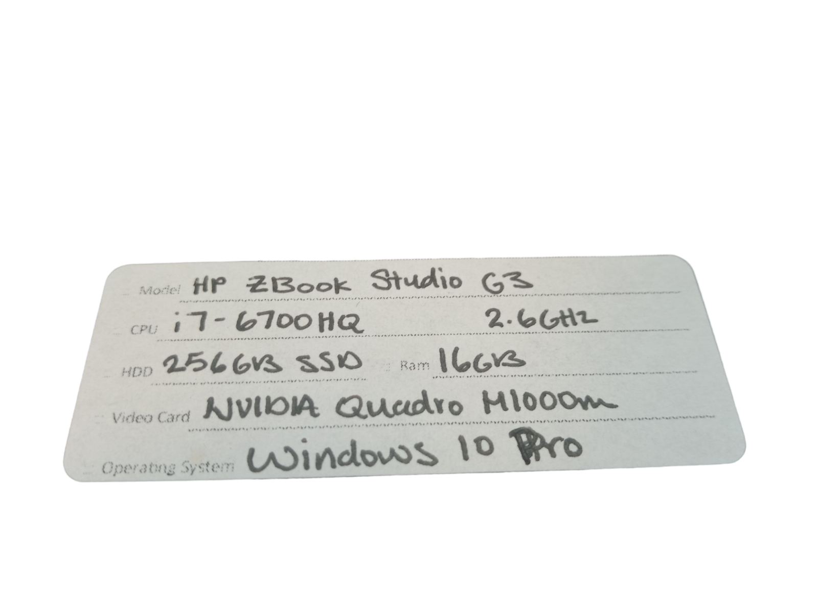 HP ZBook Studio G3 i76700HQ 2.6GHz 256GB SSD 16GB RAM Quadro M1000m