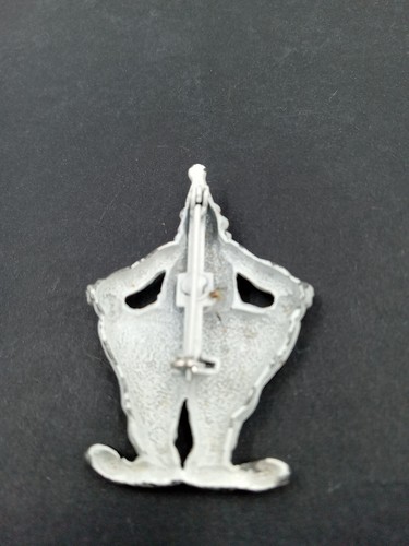 VINTAGE Articulated Clown Red & White Enamel Brooch Pin 2" Moon And Stars - Picture 4 of 6