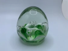 Lucite Paperweight, Groovy Green And White