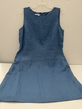 TALBOTS Irish Linen Blue Sleeveless Sheath Dress Size 14